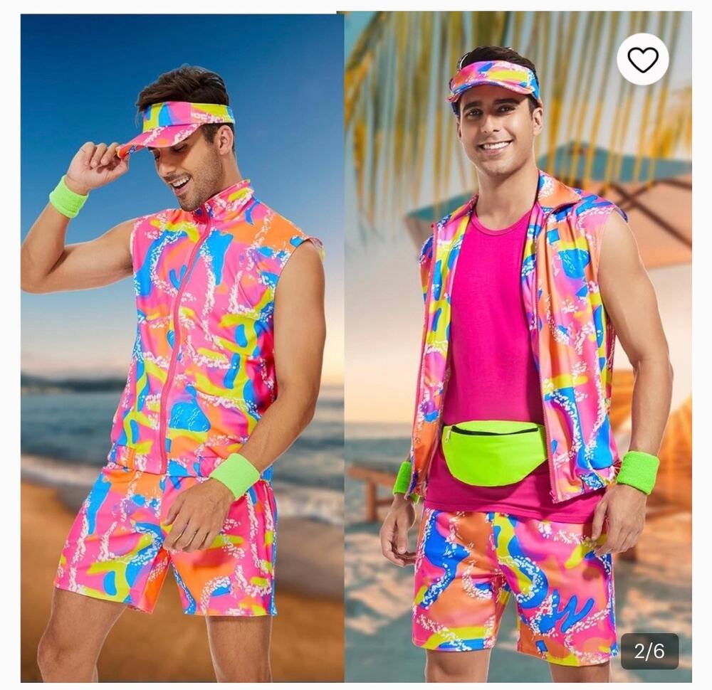 New Spooktacular Creations Pink Workout Adult Men's Costume Size Large 6 Pcs 🎃